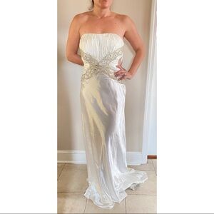 Jovani Strapless Gown White